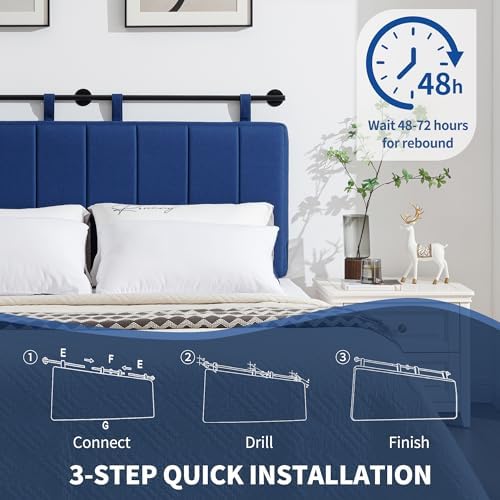 UEV Queen Headboard Only, Wall Mounted Hanging Upholstered Bed Head Board