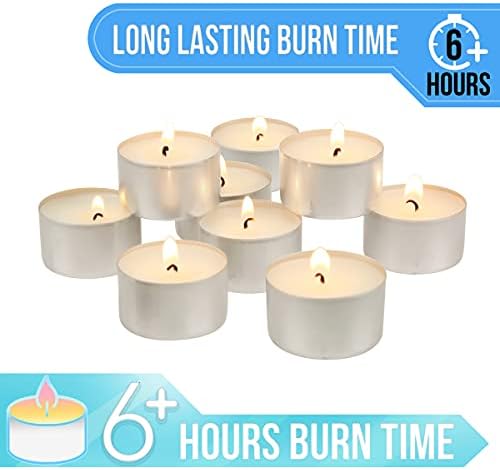 Stonebriar Unscented Long Burning White Tealight Candles, Bulk Pack, 6-7 Hour Burn Time, Smokeless Tealights for Parties, Weddings, Home, 200 Count