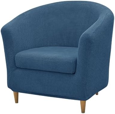 NILUOH Club Chair Slipcover 2-Piece Stretch Barrel Chair Covers Jacquard Tub Chair Slipcovers Soft Armchair Sofa Covers for Living Room