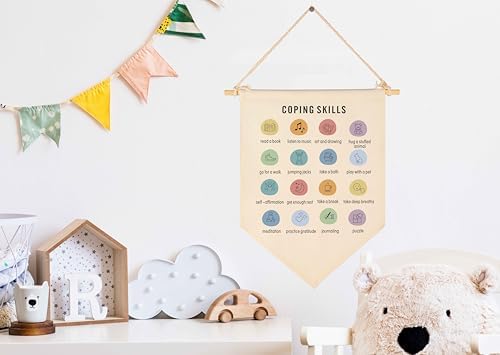 Classroom Wall Banner Decor-Teacher Supplies Gift-Inspirational Back to School Flag-Motivational Quote-Hanging Canvas Pennant Sign for Classroom Office-Coping Skills Educational