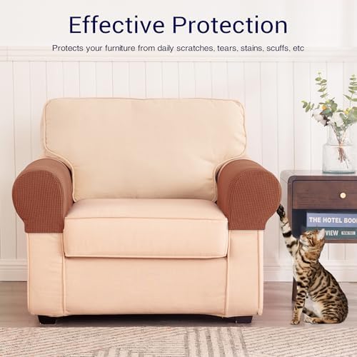 SUBRTEX Stretch Couch Arm Covers Set of 2, Non-Slip Sofa Armrest Slipcovers