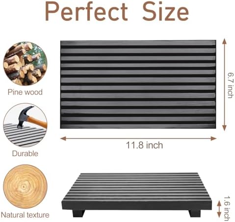 Black Bathroom Counter Tray Organizer Wood Riser Stand Kitchen Soap Holder