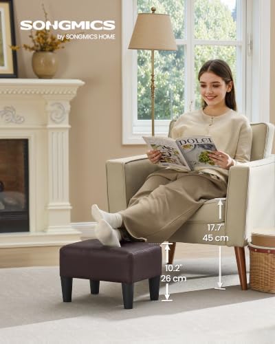 SONGMICS Storage Ottoman, PVC Leather Footrest with Hidden Storage