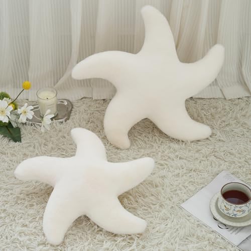 Starfish Pillow, 14.9" Cute Aesthetic Room Decor Accent Pillows, White