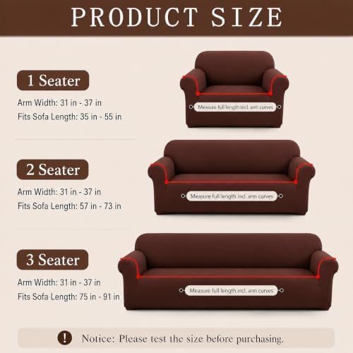 3Pcs Sofa Cover Stretch Soft with Non-Slip Foam and Elastic Bottom