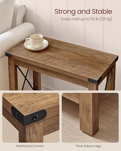 VASAGLE 2-Tier End Side Table, Small Accent Nightstand with Bottom Shelf