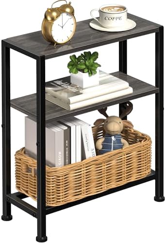 Narrow Side Table, 2-Tier Small End Table, Slim Nightstand