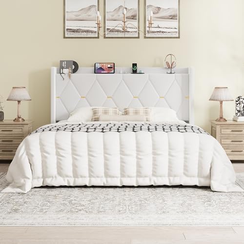 SHA CERLIN King Size Bed Frame with Storage Headboard & Charging Station
