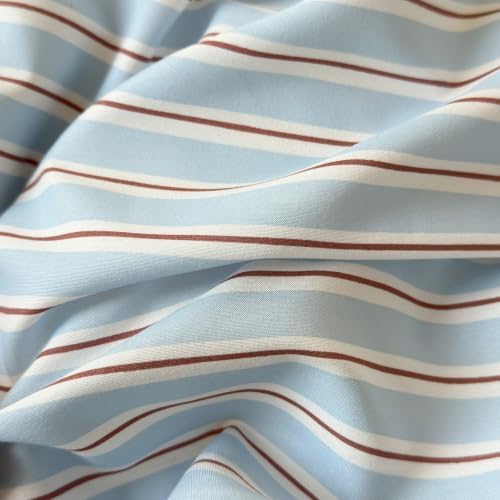 mixinni Vintage Striped Queen Duvet Cover Set, Washed Microfiber Coastal Bedding, Light Blue Brown Vertical Stripe Comforter Cover with Zipper & Corner Ties, (1 Duvet Cover + 2 Pillowcases)