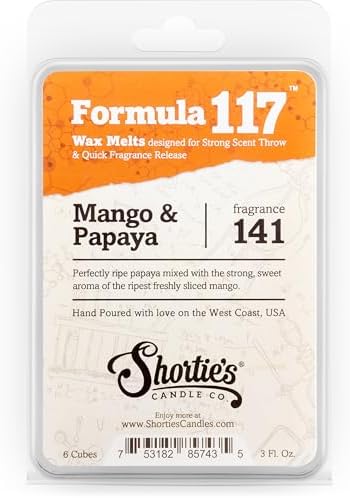 Shortie's Candle Company Mango & Papaya Premium Wax Melts - 3 Oz., Strong & Long Lasting, Non-Toxic - Made with Essential & Natural Oils - Formula 117