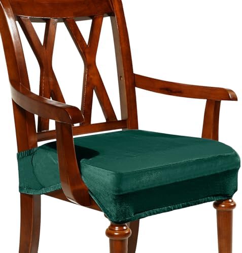 Havawish Extra Wide Dining Chair Seat Covers, Dark Green, Velvet, 1 Pcs
