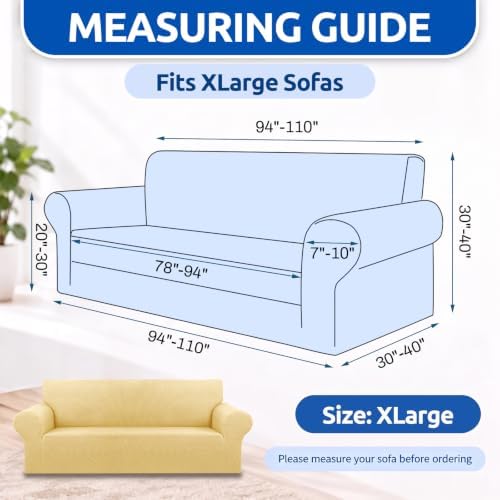 KEKUOU Stretch Oversized Couch Covers for Sofa Slipcover,Champagne