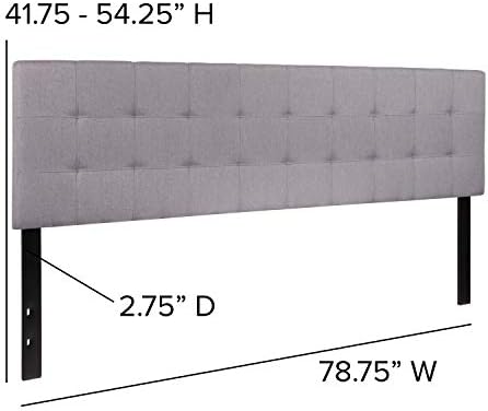 BizChair Quilted Tufted King Size Headboard in Light Gray Fabric