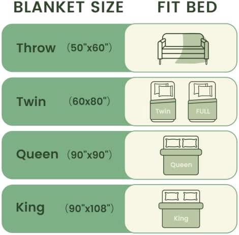 Boho Throw Blanket - 100% Cotton Soft Green Blankets for Bed 60"x80"