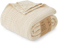 Love's cabin 100% Cotton Muslin Blanket Throw for Couch, Beige
