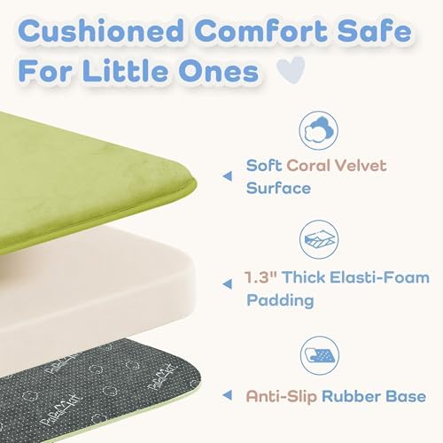 1.3" Thick Baby Floor Play Mat 50x50, Basic Padded Foam Mat for Tummy Time Crawling, Non Slip Cushioned for Babies Toddlers Infants Kids (Light Green)