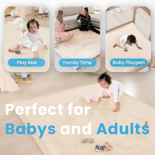 1.3" Thick Baby Play Mat for Floor,79x79 Large Memory Foam Tummy Time Mat