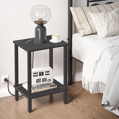TUTOTAK End Table, Side Table, Nightstand, 2-Tier Storage Shelf