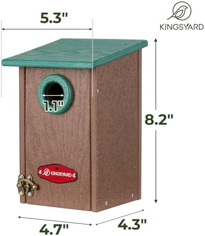 Kingsyard Wren Bird House with Predator Guard, Recycled Poly Lumber