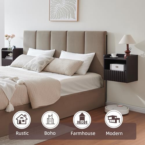 BuildHom 16"Wide Floating Nightstand Set of 2 for Bedroom