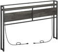 HOOBRO Headboard Queen Size, Headboard with 2 Outlets and 4 USB Ports, Adjustable Height, Storage Rack, Sturdy and Stable, Easy Assembly, Charcoal Gray and Black