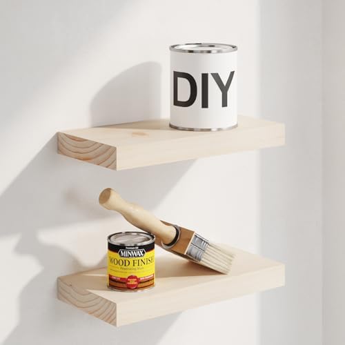 Homeforia 12 Inch DIY Floating Shelves, High-End Solid Pine Wood, Set of 2