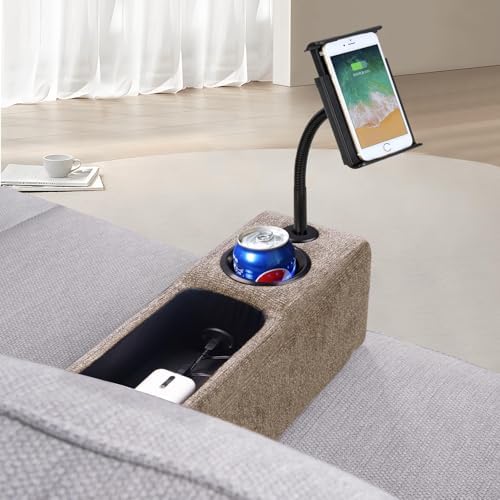 Multifunctional Sofa Armrest, Couch Armrest with Wireless Charge Stand, Removable Couch Caddy with Storage,Including LED Reading Light