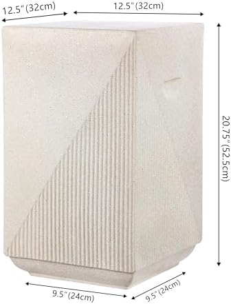 JONATHAN Y Adrian Outdoor Side Table Stool Polyresin 21", Cream Terrazzo