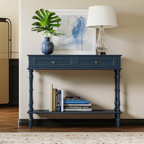 ARTPOWER Console Table for Entryway with 2 Drawers, 10 mins Assembly, Blue