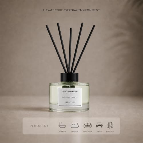 Cashmere Vanilla Reed Diffuser Set - Premium Fragrance Reed Diffuser for Home, Office, Bathroom & Kitchen, Long-Lasting Non-Toxic Essential Oil Diffuser, Home Décor, 5.63 oz (160ml)