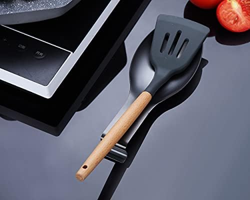 Matte Black Spoon Rest, Stainless Steel Spoon Holder for Stove Top, kitchen utensils Holder for Ladles, Tongs, Spatula, Stove Spoon Holder, Pot Lid Holder, Dishwasher Safe (1PC-9.5 Inch)