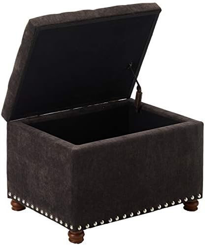Adeco High End Dark Classy Tufted, Accents Rectangular Storage Bench Footstool, Dim Brown ttomans & Storage Ottomans Royal Olive Grey