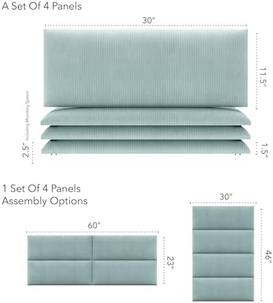 Vänt Wall Mounted Headboard Panels, Queen/Full, Ribbed Iceland Blue