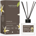 Soul & Scents Reed Diffuser Set – Vanilla | 7.43 oz Refillable Scented Oil with 6 Fiber Sticks | Long-Lasting Home Fragrance & Air Freshener for Bedroom, Bathroom, Office | Gift & Décor Piece