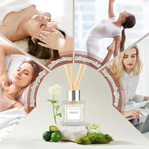 2PCS Reed Diffuser Set, 1.7 oz Scent Diffuser with Sticks, Gardenia Scent