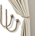 Curtain Holdback, Premium Metal Decorative Curtain Holdbacks with Zinc Alloy Cap Finials,Rust-Proof, Set of 2 Window Curtain Holdbacks (Brass)