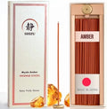 Shizu Mystic Amber Incense Sticks – Artisanal Temple Grade Japanese Incense with Brass Holder – Subtle, Calming Scent for Relaxation, Meditation & Home Spa, Elegant Gift Set (60 Sticks)