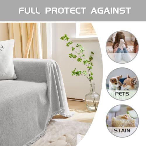 MEETSKY Sectional Couch Cover Sofa Covers Sofa Throw Cover Reclining Sofa Slipcovers for Dog Modern Decor Couch Protector for Living Room/Bedroom Decoration, 71" x 118", Light Grey