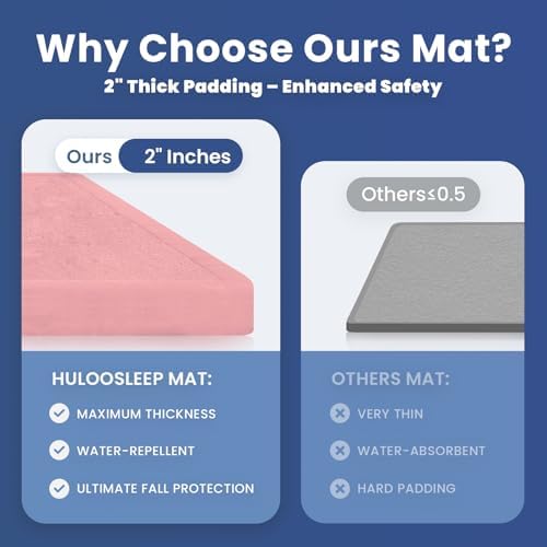 Huloo Sleep 2" Thick Extra Safety Baby Play Mat for Floor,Ultra Soft Elasti-Foam 50x50 Playpen Mat for Toddlers Infant Kids,Non-Slip Backing Safe for Crawling&Tummy Time,Tatami Style (Pink)