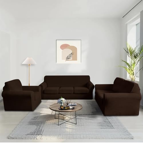 2 Pieces Stretch Chair Cover For Sofa Slipcover, 1 Seat, Chocolate