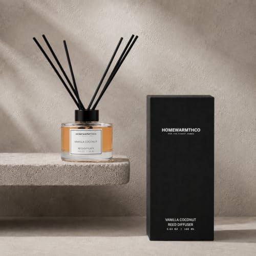 Vanilla Coconut & Citrus Reed Diffuser Set - Luxury Fragrance Reed Diffusers for Home. Office, Bathroom, Kitchen and Home Decor - Long-Lasting Scent with Non-Toxic Oils (5.63 oz, 160ml)