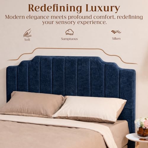 Queen Headboard, Blue Upholstered Headboard for Bed, No Assembly