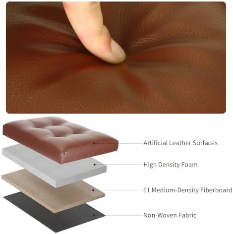 Storage Ottoman, Small Folding Foot Stools Ottoman for Dorm, Light Brown