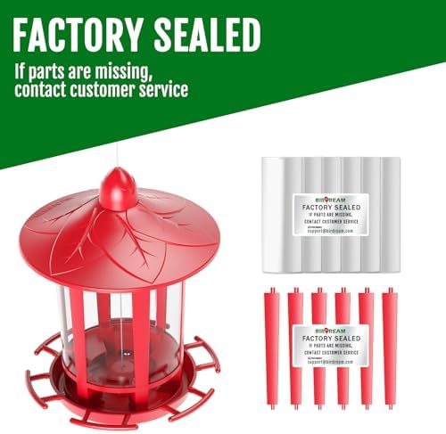 Birdream Bird Feeders for Outdoor Hanging, Assembly Required, 1-Min Easy Setup, Charming Castle Design, Attracting Cardinals Chickadees Goldfinches & Sparrows - Red