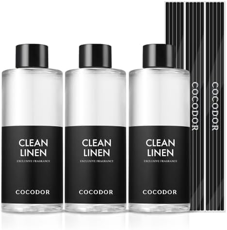 COCODOR Reed Diffuser Oil Refill/Clean Linen /6.7oz(200ml) / 3 Pack/Home Fragrance, Scented Oils, Oils for Reed Diffuser, Bathroom Home Decor