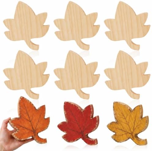 Jetec 9 Pcs 6 Inch Fall Maple Leaves Unfinished Wooden Signs Thanksgiving