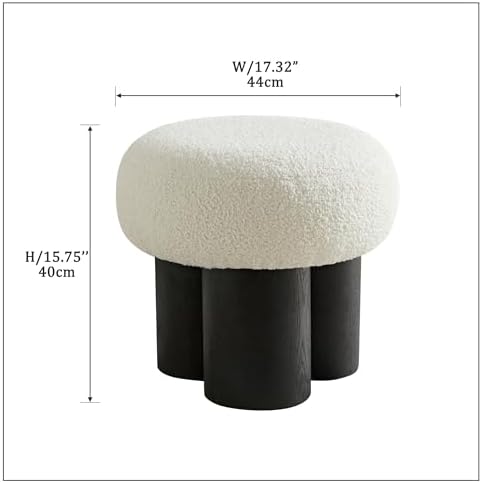 Teddy Ottoman Footrest Stool, Round Upholstered Vanity Stool for Bedroom