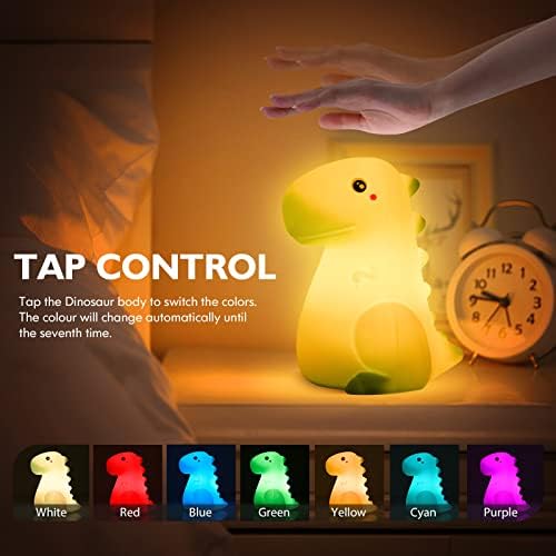SANKEDOU LED Dinosaur Night Light for Kids, Touch Sensor Silicone 7 Colors