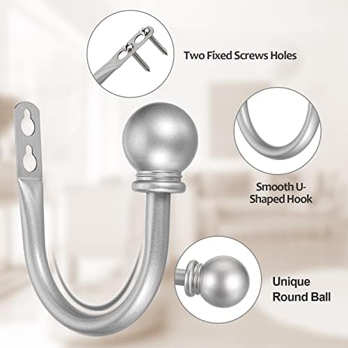 Sumnacon Curtain Holdbacks 2 Pcs Wall Mounted Curtain Tiebacks,Silver