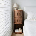 Narrow Nightstand, Wooden Skinny Nightstand with Sliding Doors